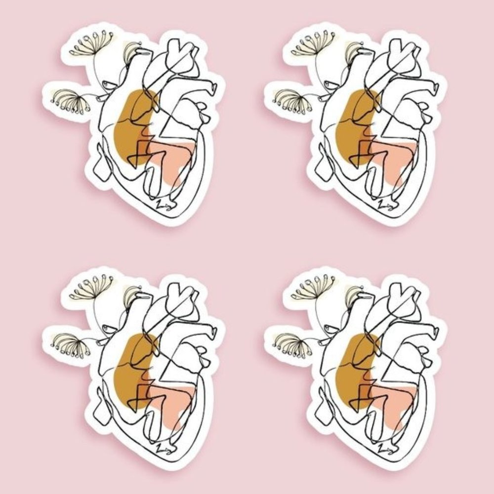 LARGE 6 Delicate Hearts Sticker Pack